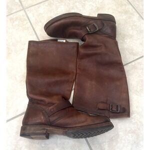 Frye Veronica Slouch Dark Brown Leather Tall Boots Women  Sz 8 Festival Western